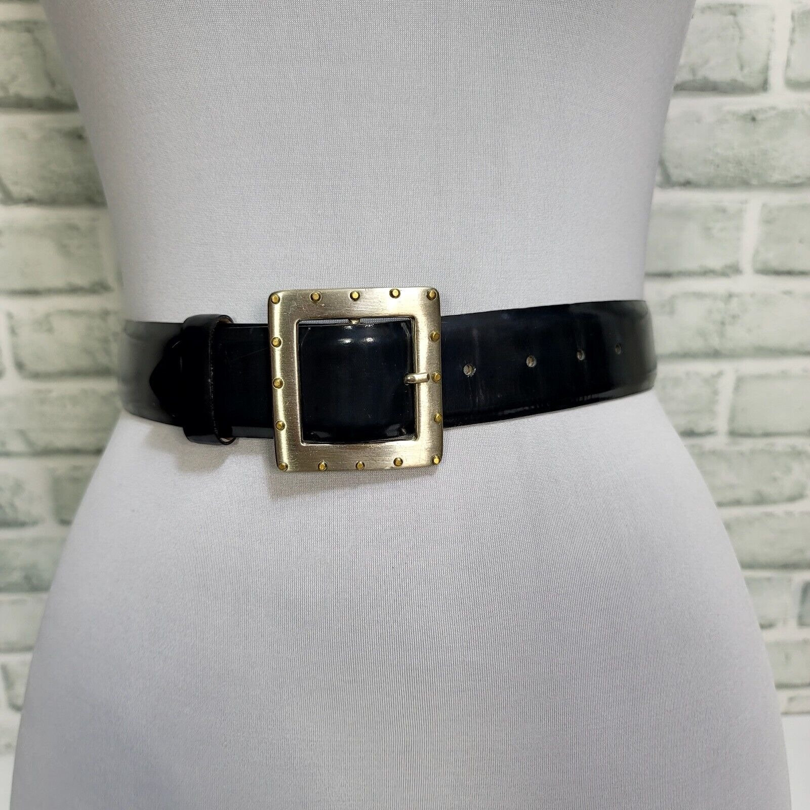 Vintage 80s 90s Linea Pelle Smooth Dark Blue Leather Belt  display picture 3