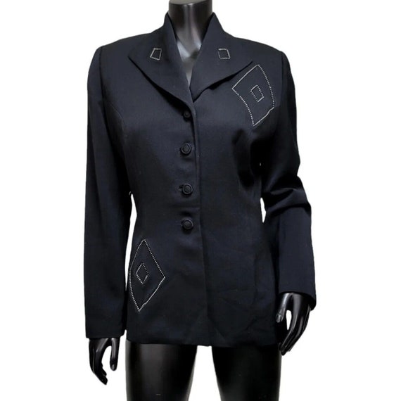 Vintage 40s Lilli Ann SF Black Tailored Jacket Bl… - image 1