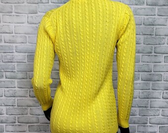 Vintage 70s Emporium Knitwear Womens S Bright Yellow Knit