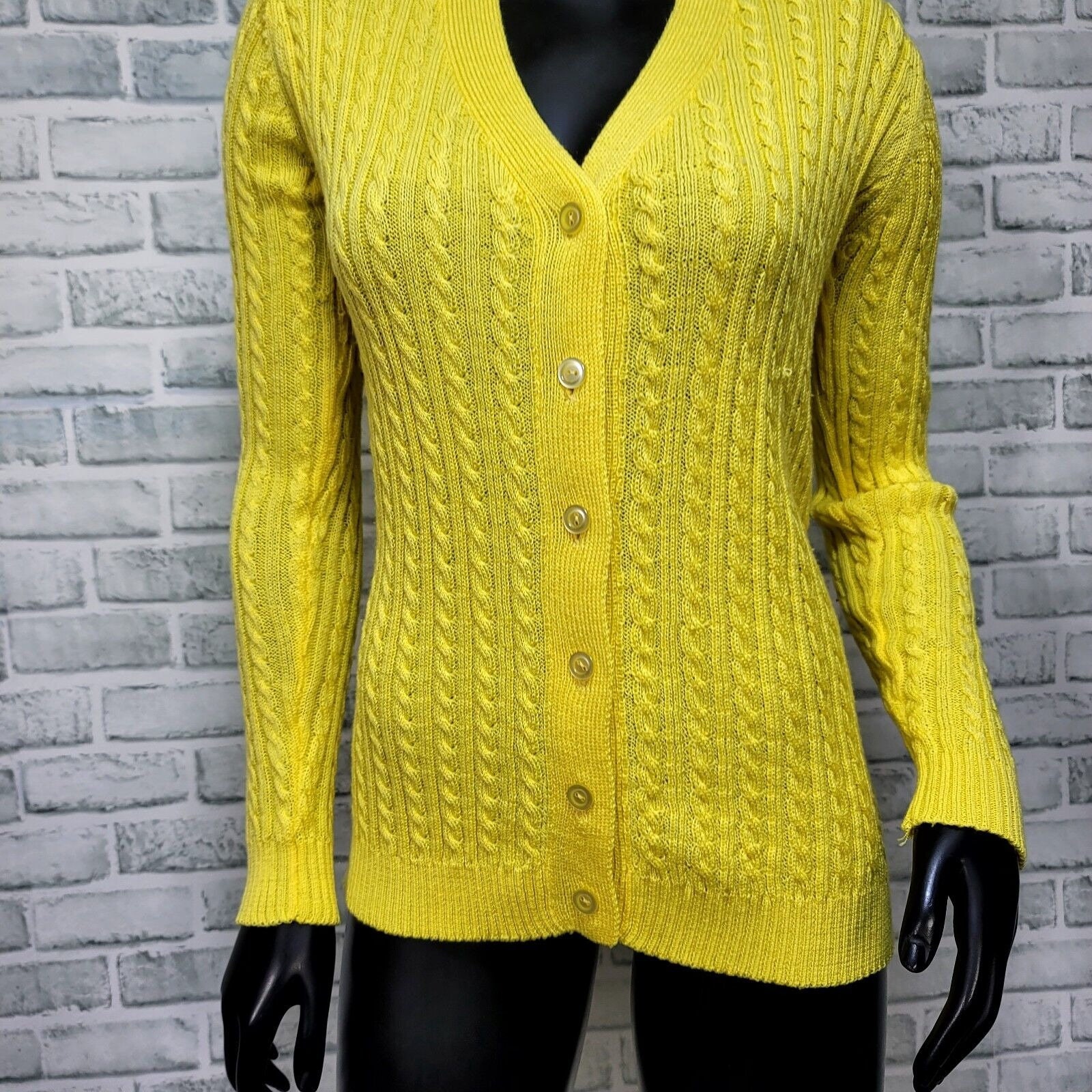 スーパーセール タイムセール 時間 S Womens Knitwear Emporium 70s Vintage Bright Knit Yellow トップス