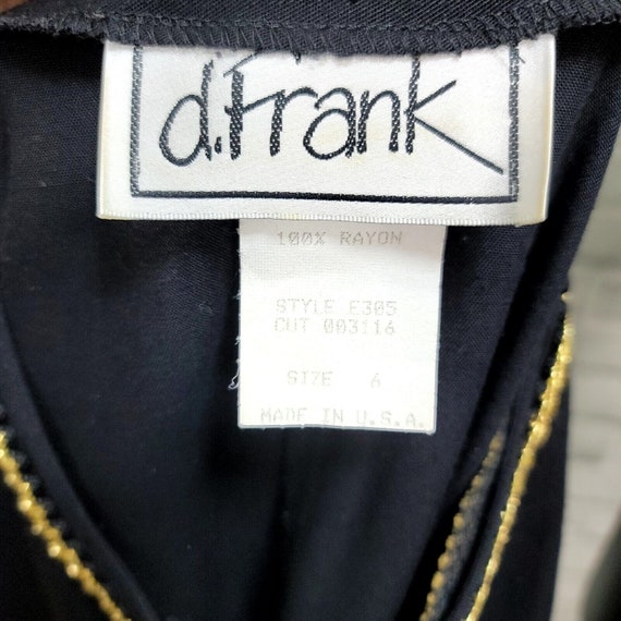Vintage 80s D. Frank Womens 6 Black Split Front &… - image 9