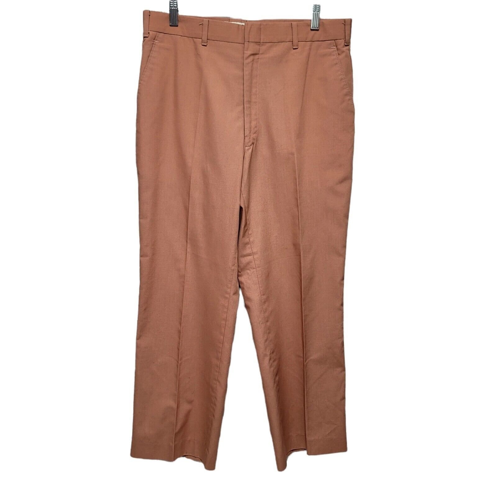 60’s Vintage Slacks 31×27 Vintage 70s Mens 32x27 Dark Peach Orange Lightweight Cotton