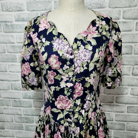 Vintage 90s Laura Ashley Cottage Core Floral Dres… - image 2