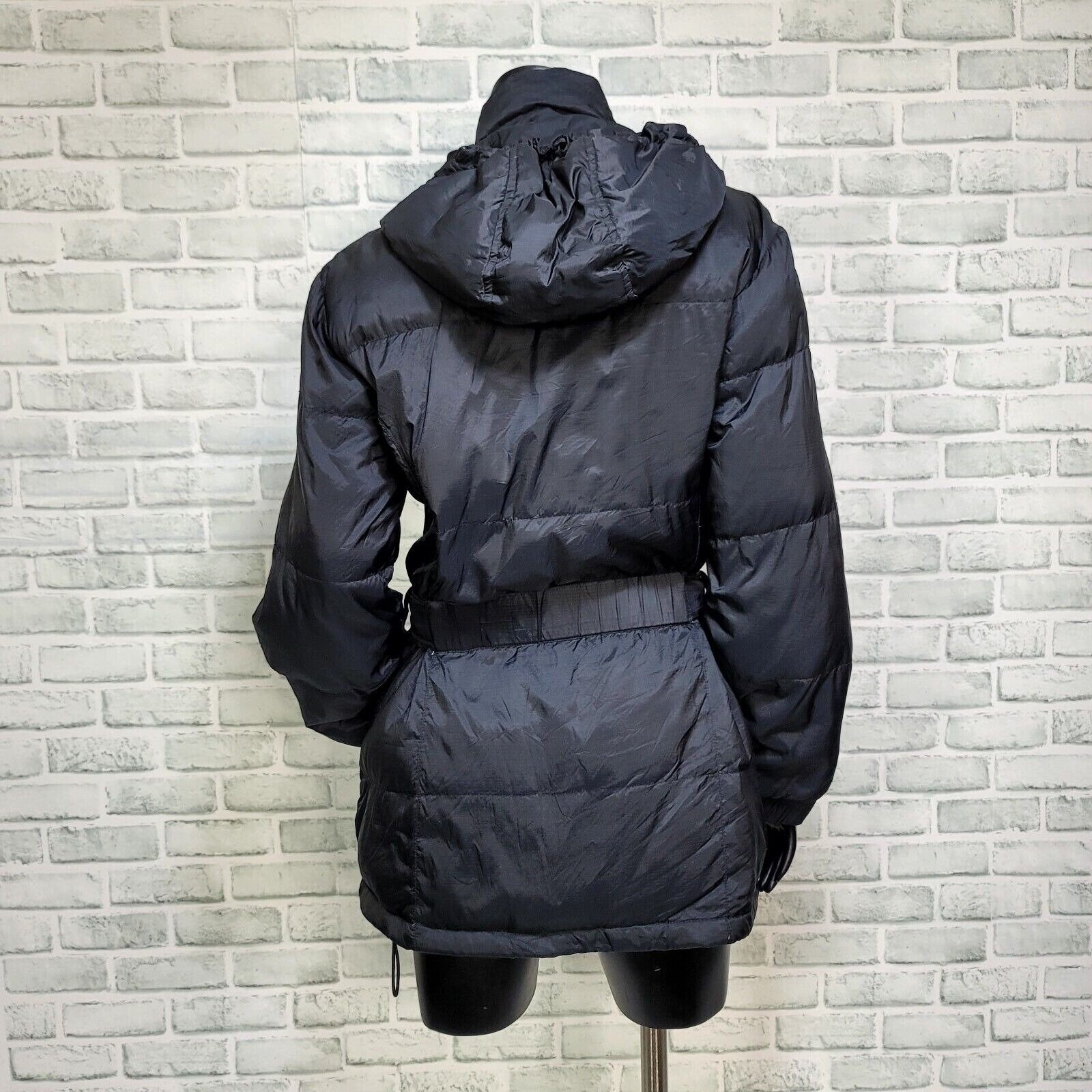 Vintage 90s DKNY Classic Womens S Black Down Puffer Belted Jacket