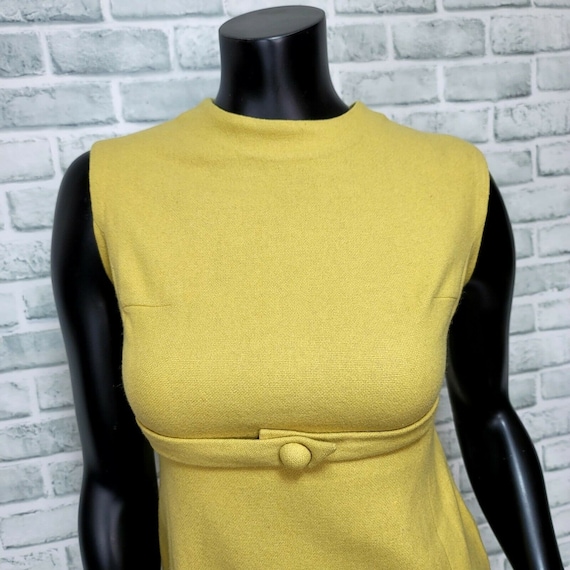 Vintage 60s Womens XS Mustard Yellow Wool Blend M… - image 2