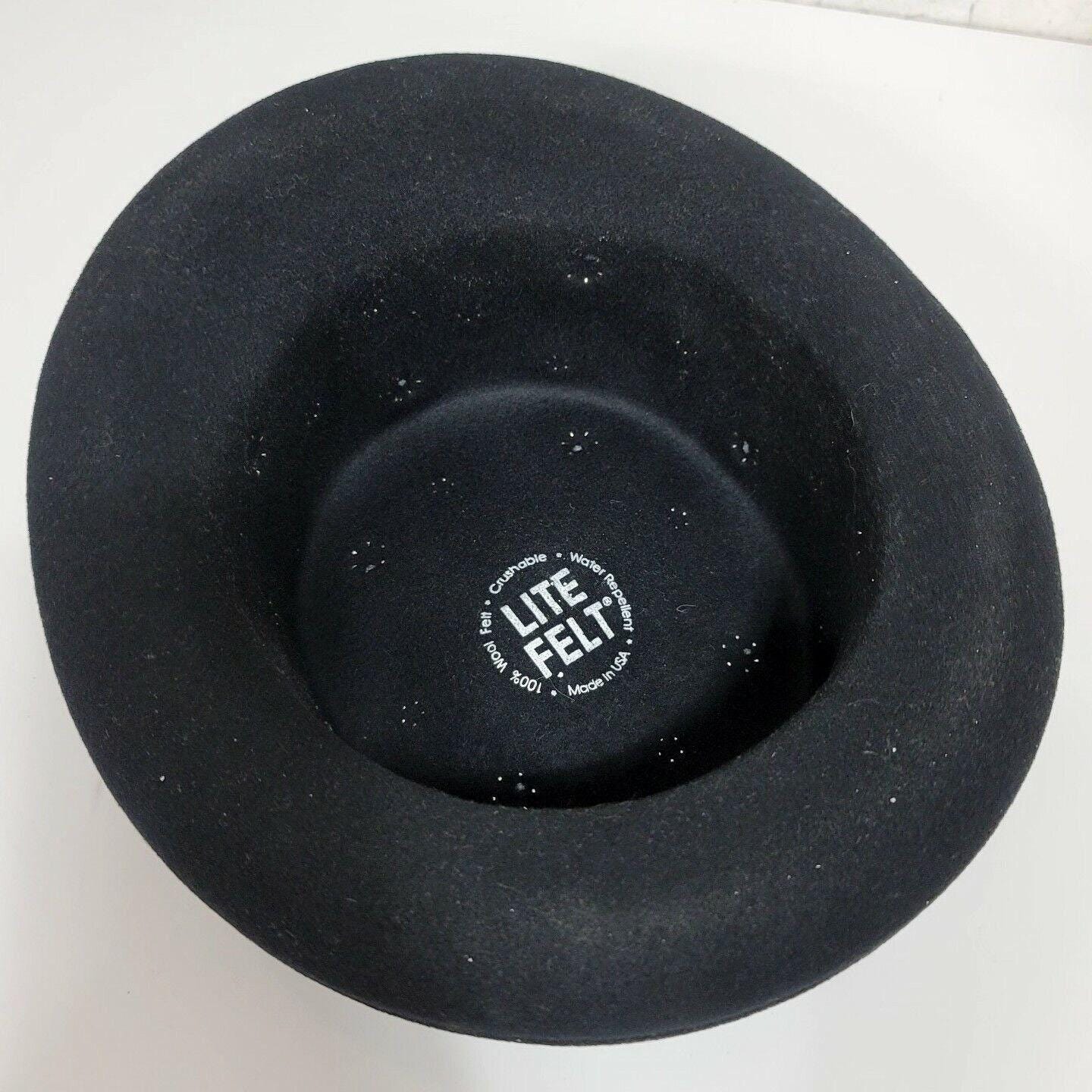 Vintage Black Litefelt Wool Hat Gold Studded Steampunk  display picture 1