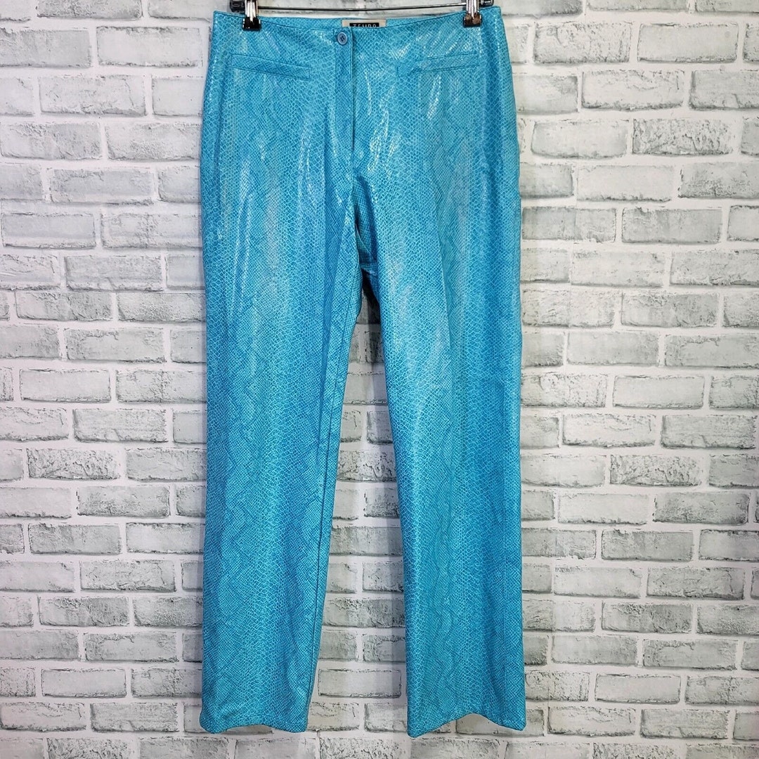 Vintage 90s Tempo Paris Womens 30 Blue Snake Reptile - Etsy