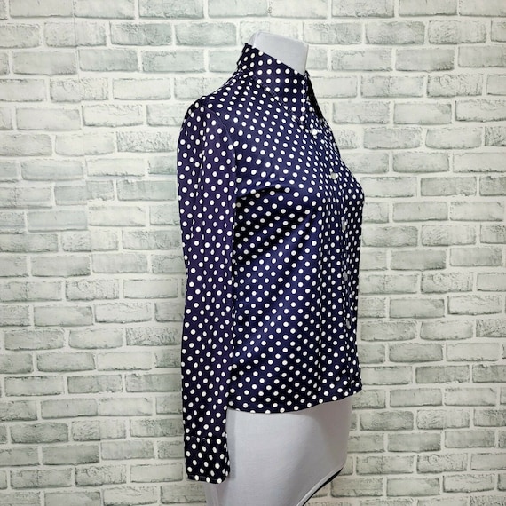 Vintage 80s Personal Leslie Fay Size L Navy Polka… - image 4