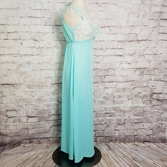 Vintage 60s Blue Hollywood Glam Nightgown Boudoir… - image 5