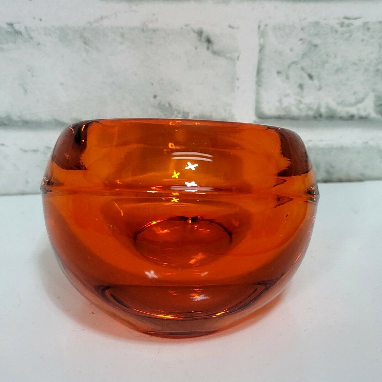Vintage 60s Viking Glass Orange Orb Half Dome Ashtray Mid Vintage 60s Viking Glass Orange Orb Half Dome Ashtray Mid