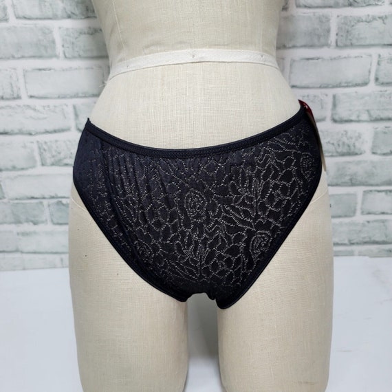 Vintage 90s Y2K Grafix Womens M Black Lace Bikini Briefs Panties