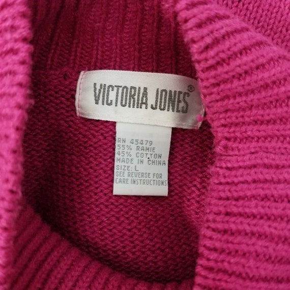 Vintage Victoria Jones Size L Fuschia Knit Sweate… - image 8