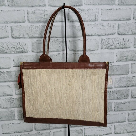 Vintage 60s 70s White Chunky Tweed Shoulder Bag P… - image 2