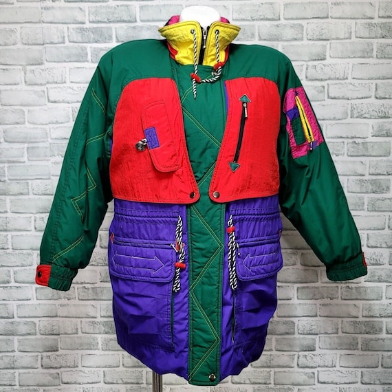 Vintage 80s 90s J Gallery Giacca Bright Colorblock Snow Ski Vintage 80s 90s J Gallery Giacca Bright Colorblock Snow Ski