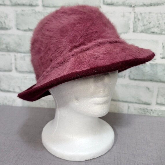 Burgundy Fuzzy Angora Cloche Vintage 70s Kangol Angora Fuzzy Hat Dark Pink W/ Burgundy  main image 2