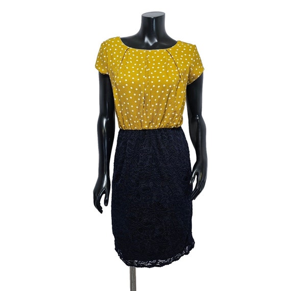 Vintage 90s Jody California Mustard Yellow Polka … - image 1