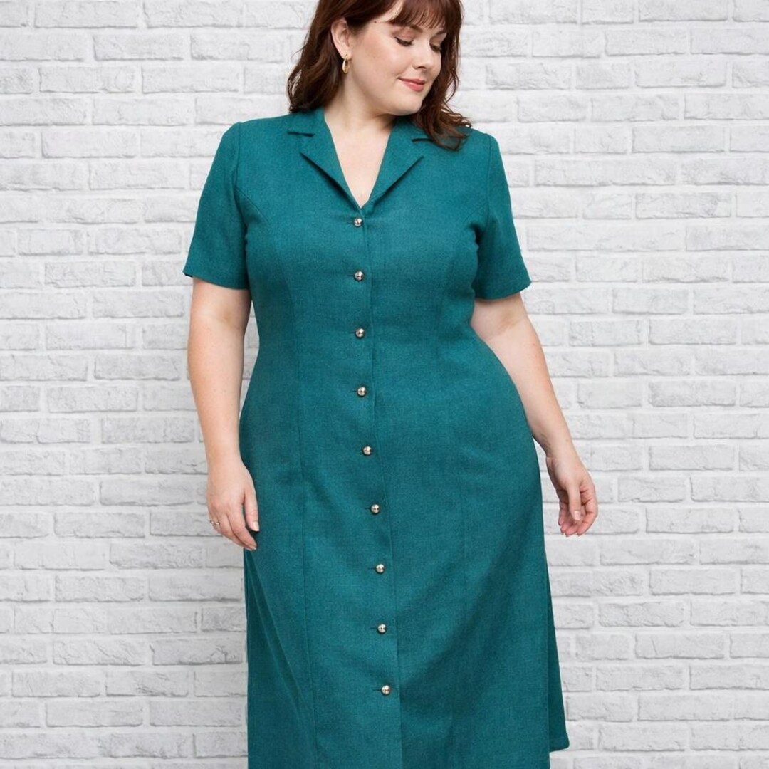 Vintage 90s Miss Dorby Green Knit Woven Button Front Shirt Career