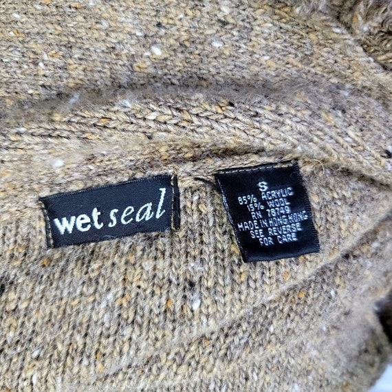 Vintage 90s Wet Seal Size S Beige Knit Fringe Col… - image 8