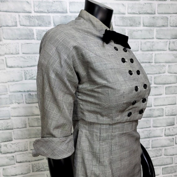 vintage 50s Pat Hartly Houndstooth Plaid Pencil D… - image 9