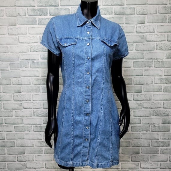 white christmas dresses The Annie Pearl Snap Shirtdress Classic Denim / Small main image 1