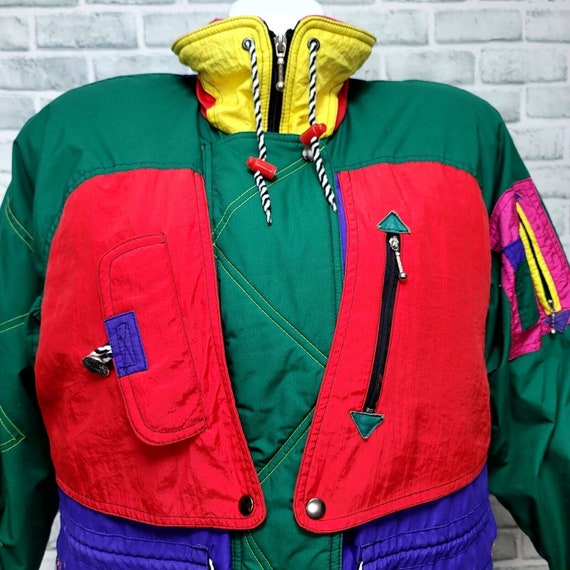 Vintage 80s 90s J Gallery Giacca Bright Colorblock Snow Ski Vintage 80s 90s J Gallery Giacca Bright Colorblock Snow Ski