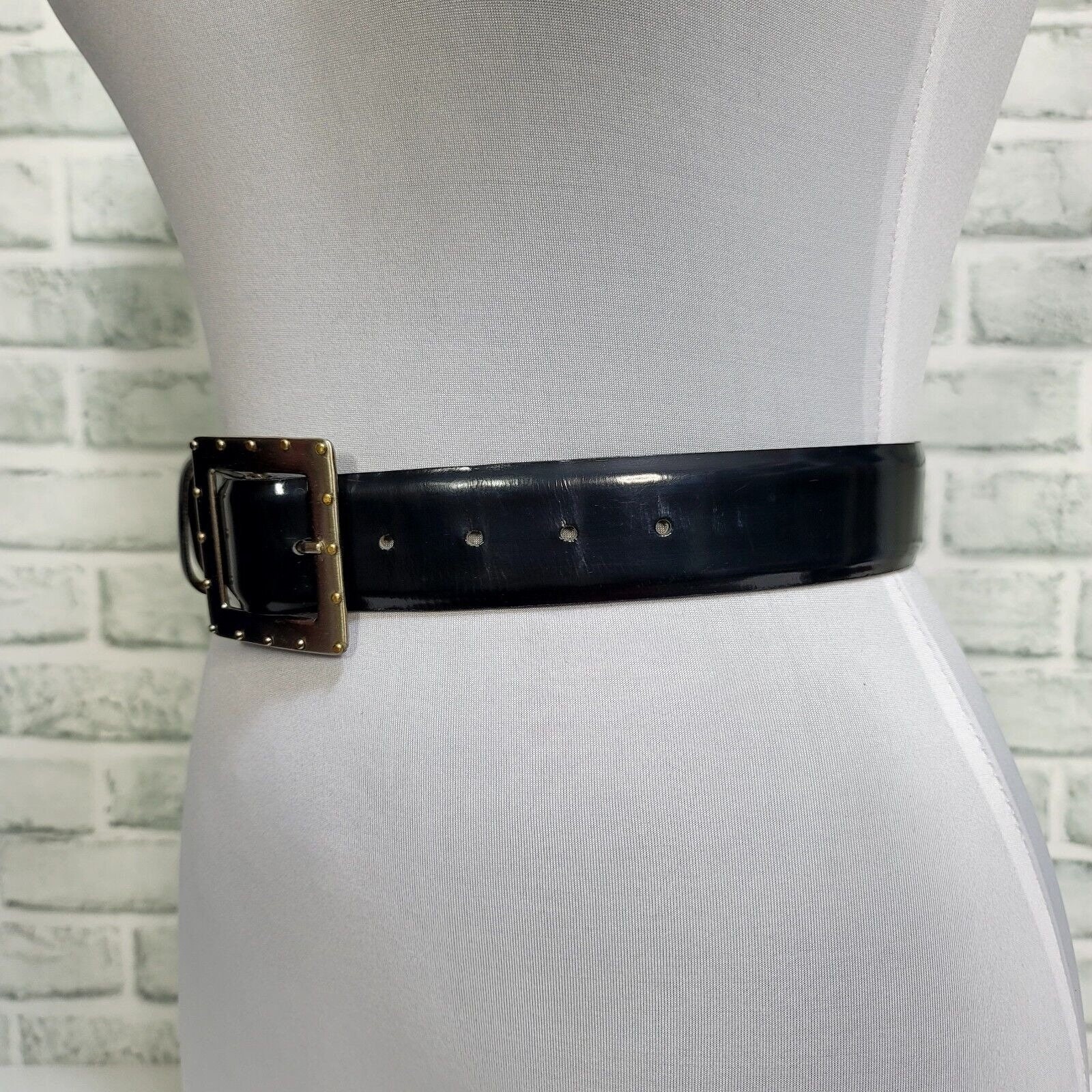 Vintage 80s 90s Linea Pelle Smooth Dark Blue Leather Belt  display picture 3