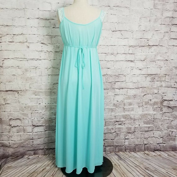 Vintage 60s Blue Hollywood Glam Nightgown Boudoir… - image 6