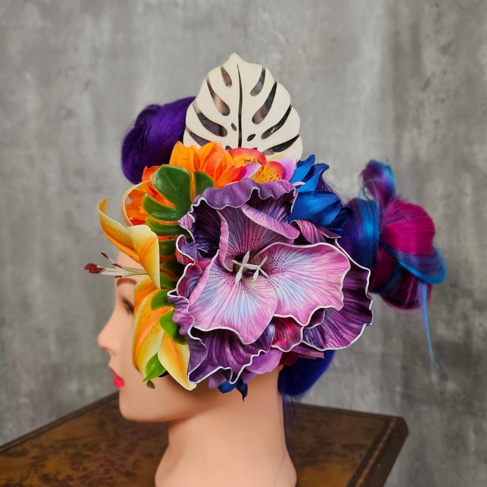 Handmade Tropical Hair Flower Fascinator Tiki Pinup  display picture 1