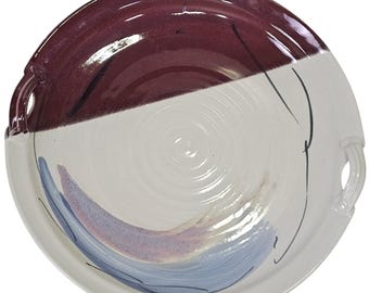 Piatto da portata in ceramica firmato Jerry Pollari Studio Pottery, Oregon PNW Art Ceramic, 40,6 cm