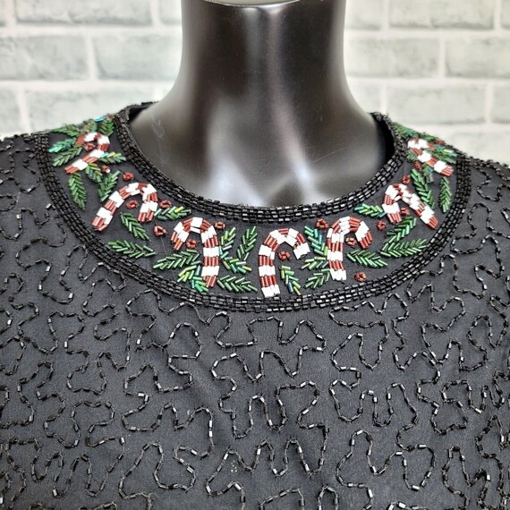 Vintage 80s Laurence Kazar PXL Silk Beaded Sequin… - image 3