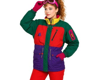 Vintage 80s J. Gallery Colorblock Down Puffer Ski Jacket L