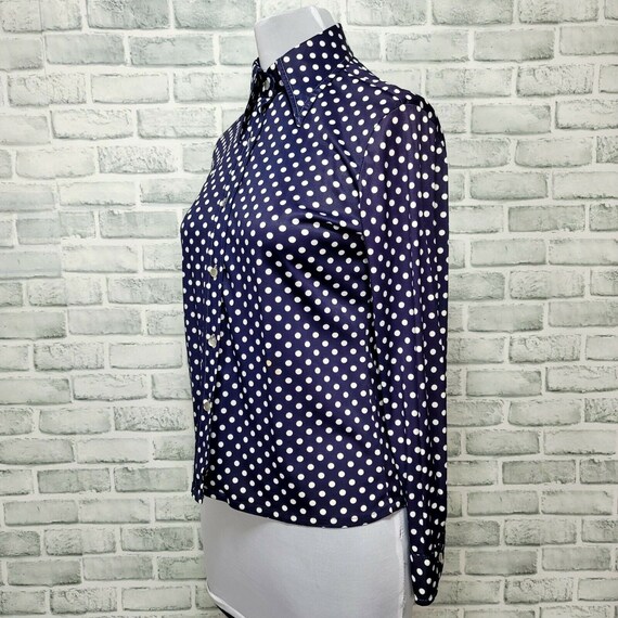 Vintage 80s Personal Leslie Fay Size L Navy Polka… - image 3