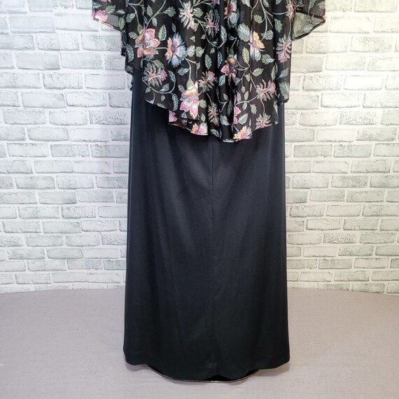 Vintage 70s Black Nylon Halter Maxi Sheer Floral … - image 9