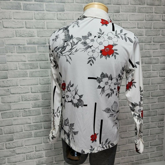 Vintage 70s Tropicana White Black Red Floral Over… - image 6