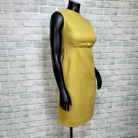 Vintage 60s Womens XS Mustard Yellow Wool Blend M… - image 6