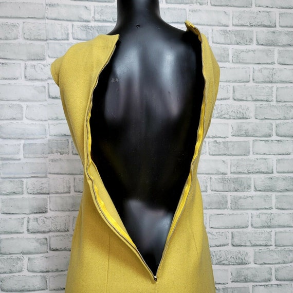 Vintage 60s Womens XS Mustard Yellow Wool Blend M… - image 7