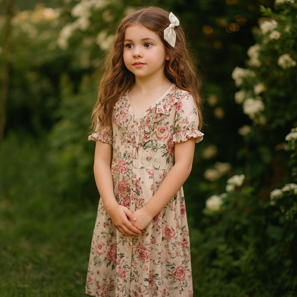 Vintage 90S Disorderly Kids Floral Ruffle Dress Girls 10 Cottagecore Roses Usa