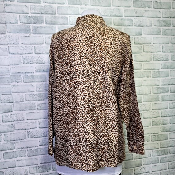 Vintage 90s STUNT Womens M 100% Silk Leopard Long… - image 4