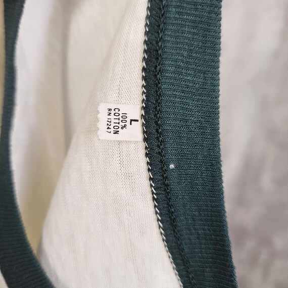 Vintage 70s LIVE! Ringer TShirt White Green Yellow Graphic Ringer Single Stitch View 6