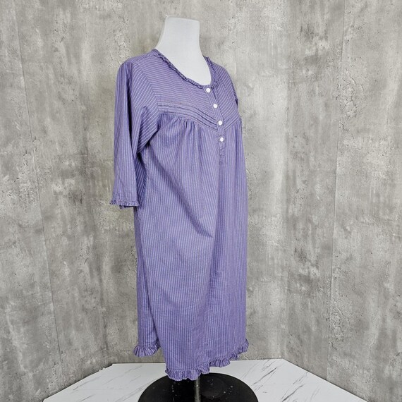 Vintage Mayflower Victoria Womens L Blue Pink Striped Cotton Victorian Nightgown View 3