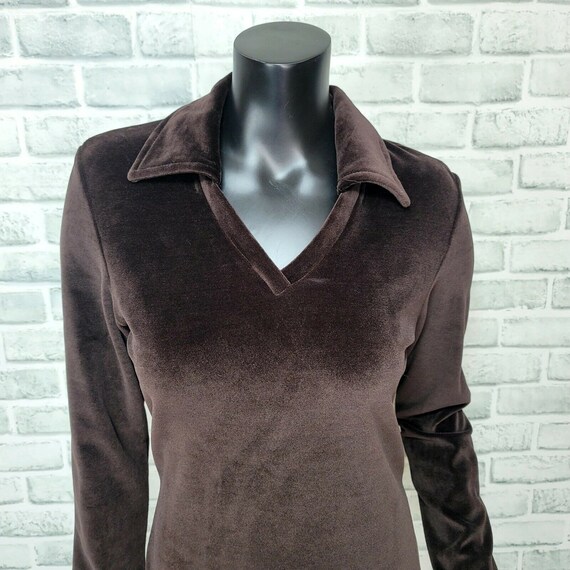 Vintage 90s Limited America XS Brown Velour Long … - image 2