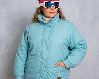 Chaqueta acolchada vintage de plumón auténtico XXL, abrigo de invierno para esquí y nieve de los años 90, cálida y aislante.