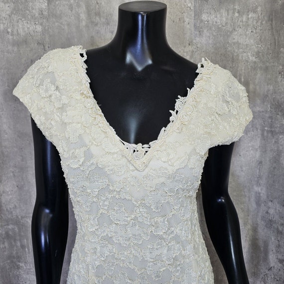 malloy lace dress VTG 90's PARTY BODYCON MOLLY MALLOY Evenings Dress LACE SZ 12 Wire Neckline