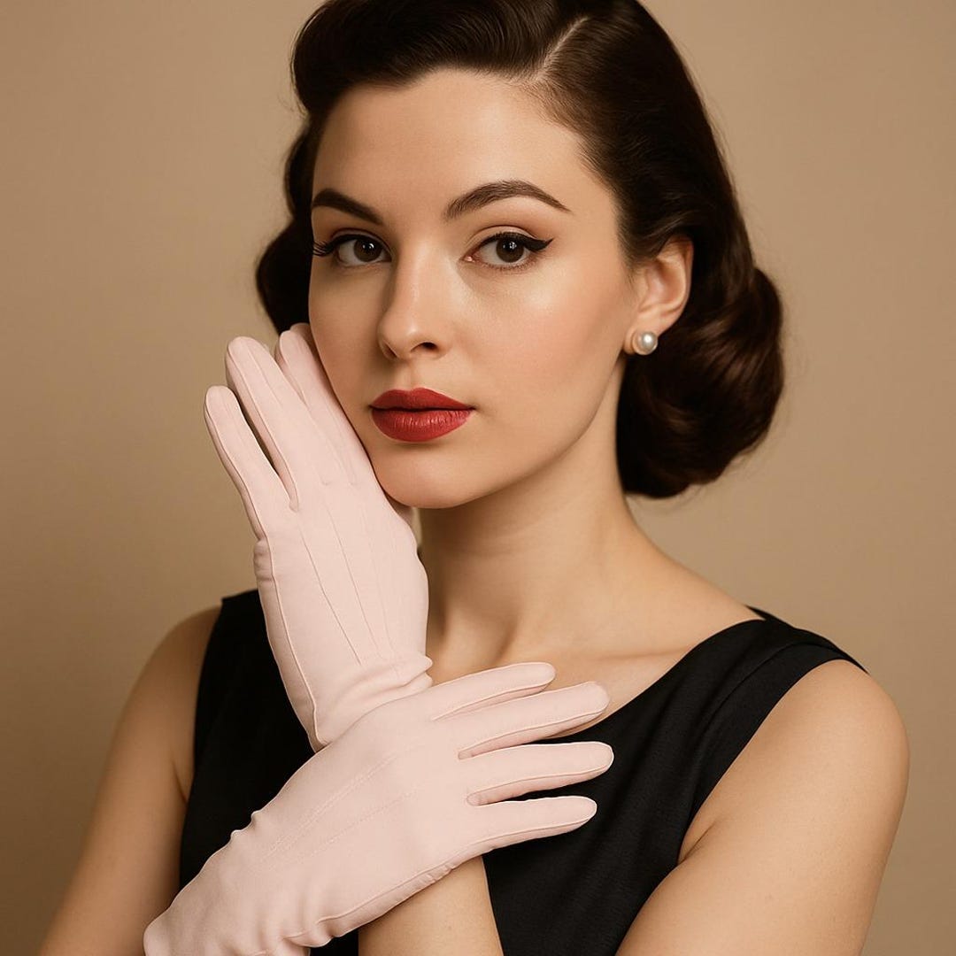 Vintage 1950s Grandoe Pink Dress Gauntlet Gloves Size 7 Classic Mid ...