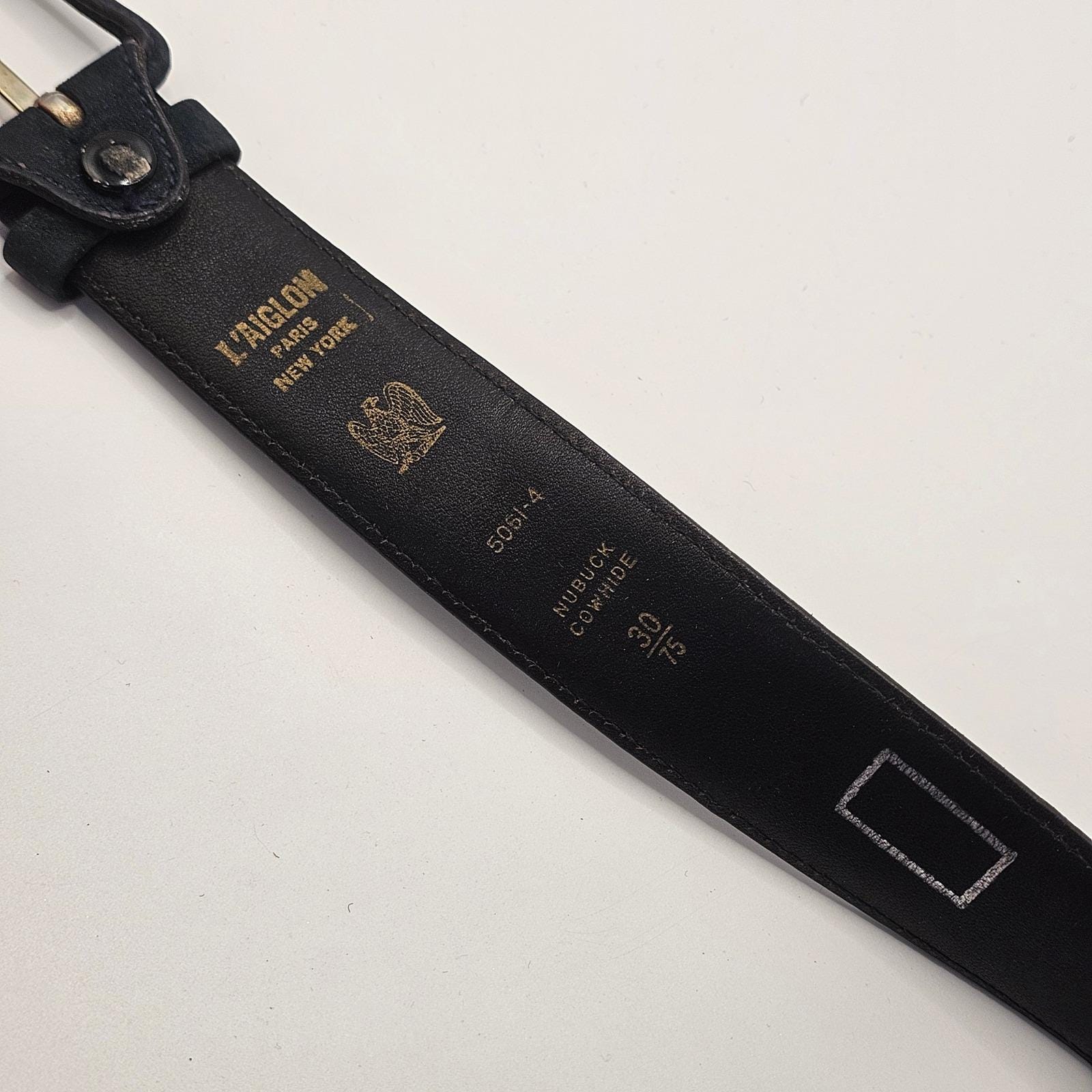 Vintage L\'Aiglon Paris New York Nubuck Cowhide‎ Leather Belt Blue 30/75 Brass Vintage L main image 3