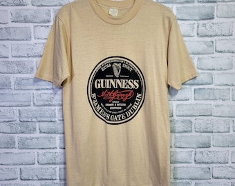 Vintage 70s 80s Guinness Beer Single Stitch Short Sleeve 50/50 Cotton Tshirt USA