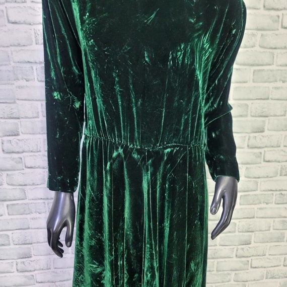Vintage 80s Carroll Reed M/L Emerald Green Crushe… - image 3