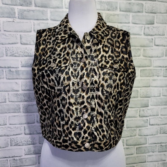 Vintage 90s Baccini Womens XL Leopard Shimmer Cro… - image 1