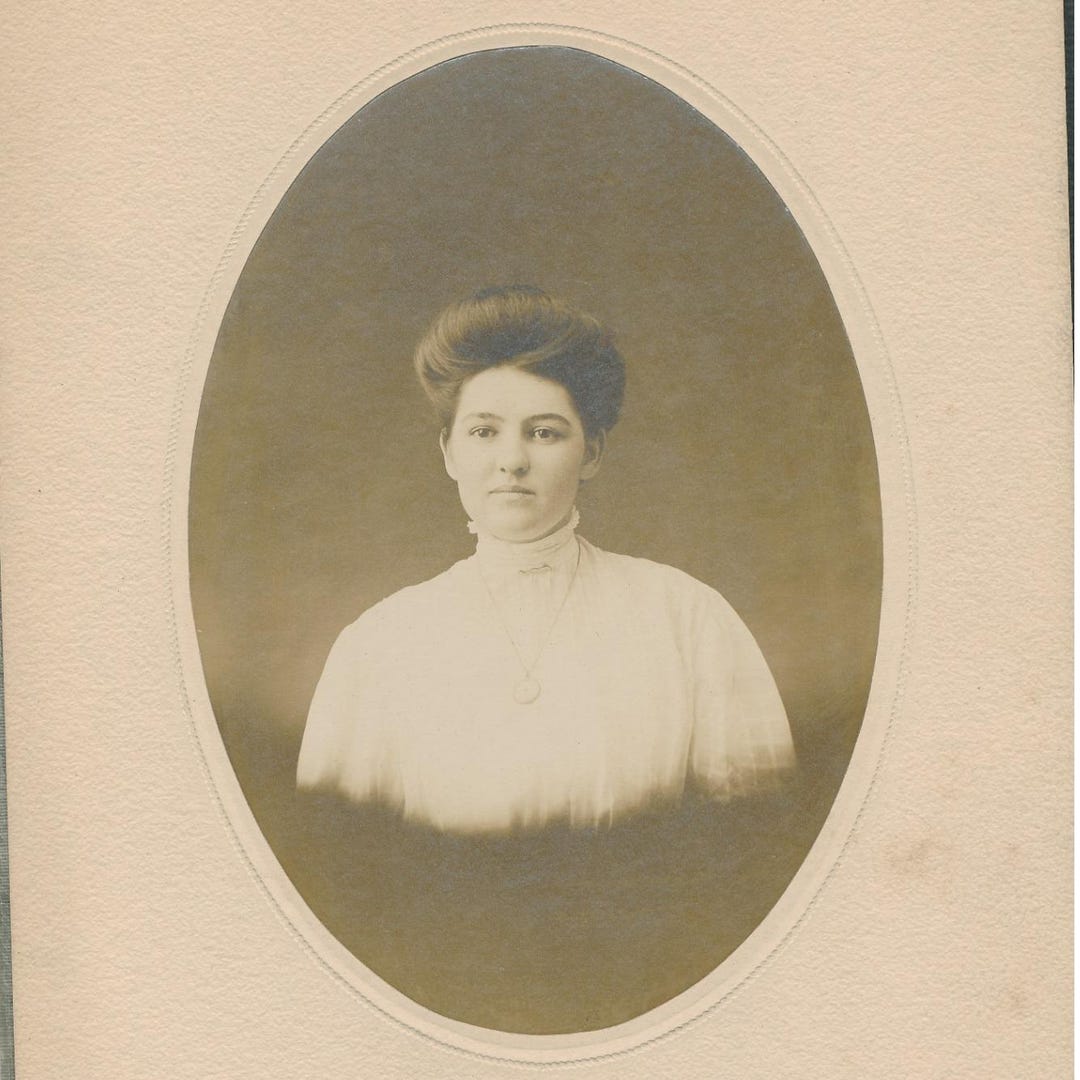 Edwardian Rake Antique 1910s Portrait Nellie Virginia Rake Brown Art Nouveau Edwardian ...