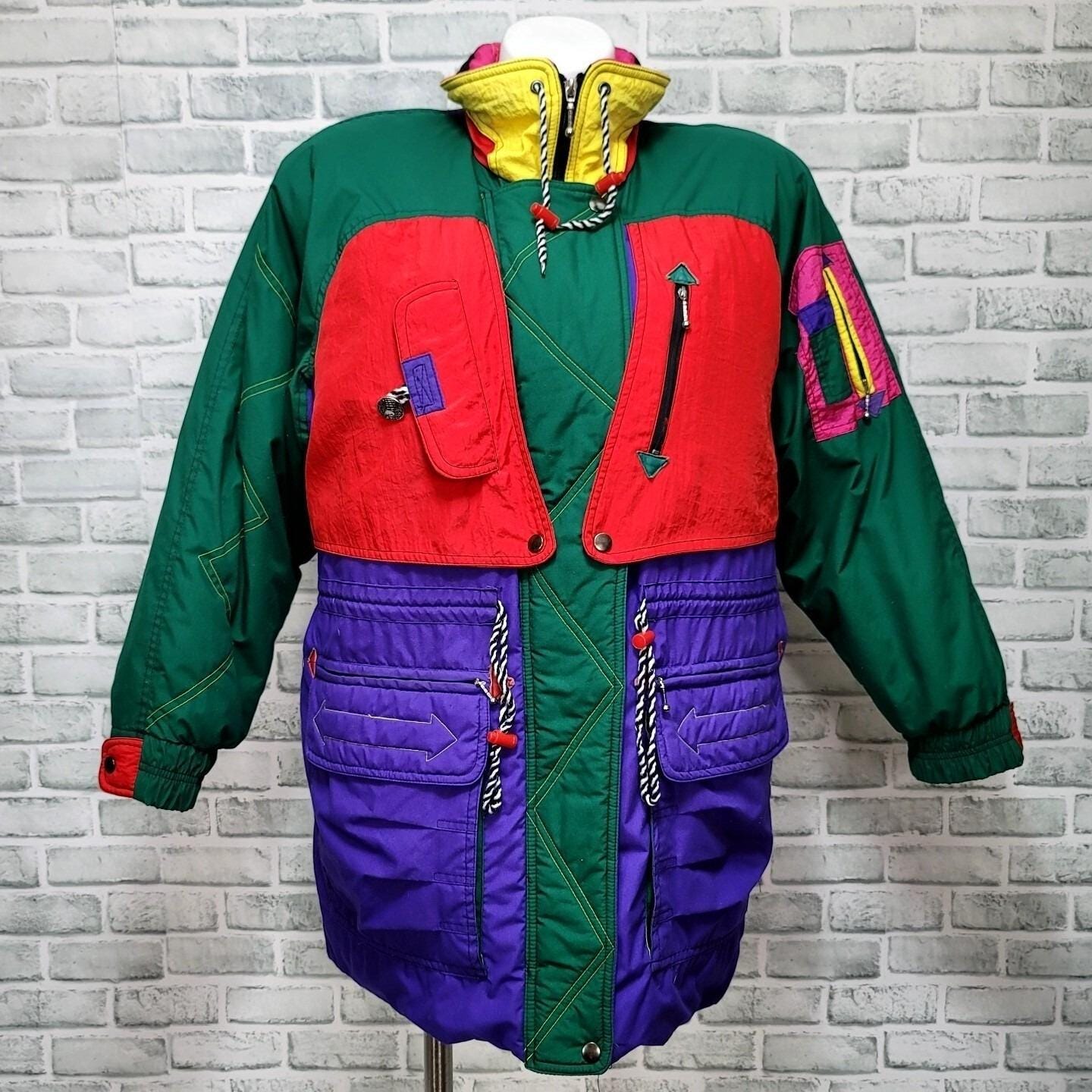Vintage 80s J. Gallery Colorblock Down Puffer Ski Jacket L